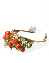 Load image into Gallery viewer, Dolce &amp; Gabbana Gold Brass Crystal Sicily Orange ARANCE Head Tiara Crown
