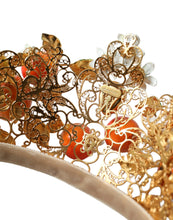 Load image into Gallery viewer, Dolce &amp; Gabbana Gold Brass Crystal Sicily Orange ARANCE Head Tiara Crown
