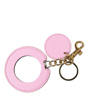 Load image into Gallery viewer, Dolce &amp; Gabbana Pink Calf Leather Gold Metal Logo Print Keyring Keychain
