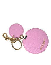 Load image into Gallery viewer, Dolce &amp; Gabbana Pink Calf Leather Gold Metal Logo Print Keyring Keychain
