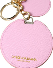 Load image into Gallery viewer, Dolce &amp; Gabbana Pink Calf Leather Gold Metal Logo Print Keyring Keychain
