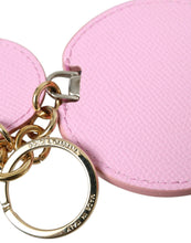 Load image into Gallery viewer, Dolce &amp; Gabbana Pink Calf Leather Gold Metal Logo Print Keyring Keychain
