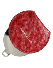 Load image into Gallery viewer, Dolce &amp; Gabbana Red Calfskin Leather Round Logo Hand Mirror Holder
