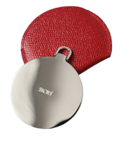 Load image into Gallery viewer, Dolce &amp; Gabbana Red Calfskin Leather Round Logo Hand Mirror Holder
