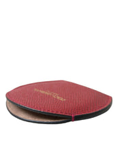 Load image into Gallery viewer, Dolce &amp; Gabbana Red Calfskin Leather Round Logo Hand Mirror Holder
