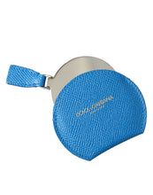 Load image into Gallery viewer, Dolce &amp; Gabbana Blue Calfskin Leather Round Logo Hand Mirror Holder
