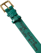 Load image into Gallery viewer, Dolce &amp; Gabbana Green Textured Leather Gold Tone Metal Buckle Neckband
