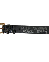 Load image into Gallery viewer, Dolce &amp; Gabbana Black Textured Leather Gold Tone Metal Buckle Armband
