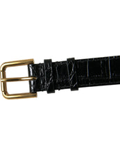 Load image into Gallery viewer, Dolce &amp; Gabbana Black Textured Leather Gold Tone Metal Buckle Armband
