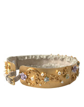 Load image into Gallery viewer, Dolce &amp; Gabbana Gold Brass Faux Pearl Floral Embellished Belt
