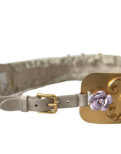 Load image into Gallery viewer, Dolce &amp; Gabbana Gold Brass Faux Pearl Floral Embellished Belt
