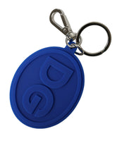 Load image into Gallery viewer, Dolce &amp; Gabbana Blue Rubber DG Logo Silver Brass Metal Keyring Keychain
