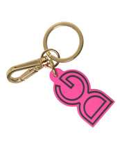 Load image into Gallery viewer, Dolce &amp; Gabbana Pink Rubber Gold Tone Metal DG Logo Keyring Keychain
