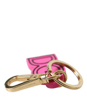 Load image into Gallery viewer, Dolce &amp; Gabbana Pink Rubber Gold Tone Metal DG Logo Keyring Keychain
