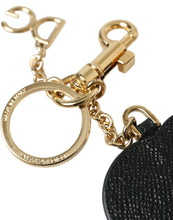 Load image into Gallery viewer, Dolce &amp; Gabbana Pink Black Heart Leather Gold Tone Brass Keyring Keychain
