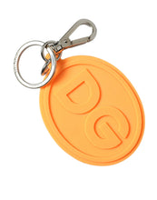 Load image into Gallery viewer, Dolce &amp; Gabbana Orange Rubber DG Logo Silver Brass Metal Keyring Keychain
