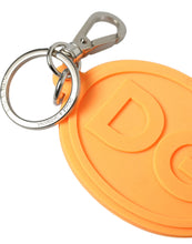 Load image into Gallery viewer, Dolce &amp; Gabbana Orange Rubber DG Logo Silver Brass Metal Keyring Keychain
