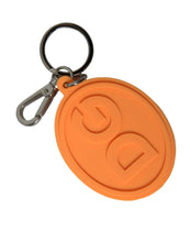 Load image into Gallery viewer, Dolce &amp; Gabbana Orange Rubber DG Logo Silver Brass Metal Keyring Keychain
