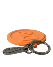 Load image into Gallery viewer, Dolce &amp; Gabbana Orange Rubber DG Logo Silver Brass Metal Keyring Keychain
