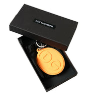 Load image into Gallery viewer, Dolce &amp; Gabbana Orange Rubber DG Logo Silver Brass Metal Keyring Keychain
