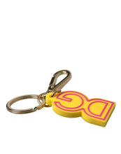 Load image into Gallery viewer, Dolce &amp; Gabbana Yellow Rubber Gold Tone Metal DG Logo Keyring Keychain
