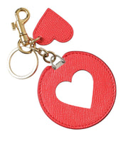 Load image into Gallery viewer, Dolce &amp; Gabbana Red Heart Calf Leather Gold Tone Brass Keyring Keychain
