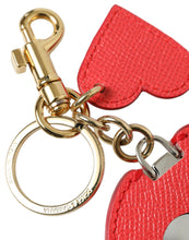 Load image into Gallery viewer, Dolce &amp; Gabbana Red Heart Calf Leather Gold Tone Brass Keyring Keychain
