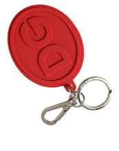 Load image into Gallery viewer, Dolce &amp; Gabbana Red Rubber DG Logo Silver Brass Metal Keyring Keychain
