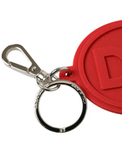 Load image into Gallery viewer, Dolce &amp; Gabbana Red Rubber DG Logo Silver Brass Metal Keyring Keychain
