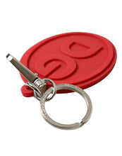 Load image into Gallery viewer, Dolce &amp; Gabbana Red Rubber DG Logo Silver Brass Metal Keyring Keychain
