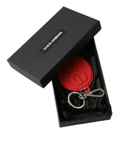 Load image into Gallery viewer, Dolce &amp; Gabbana Red Rubber DG Logo Silver Brass Metal Keyring Keychain
