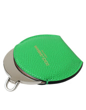 Load image into Gallery viewer, Dolce &amp; Gabbana Green Calfskin Leather Round Logo Hand Mirror Holder
