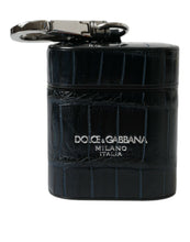 Load image into Gallery viewer, Dolce &amp; Gabbana Black Crocodile Leather Silver Metal Logo Airpods Case
