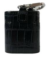 Load image into Gallery viewer, Dolce &amp; Gabbana Black Crocodile Leather Silver Metal Logo Airpods Case
