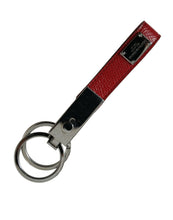 Load image into Gallery viewer, Dolce &amp; Gabbana Red Leather Logo Plaque Silver Brass Keyring Keychain
