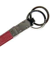 Load image into Gallery viewer, Dolce &amp; Gabbana Red Leather Logo Plaque Silver Brass Keyring Keychain
