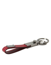 Load image into Gallery viewer, Dolce &amp; Gabbana Red Leather Logo Plaque Silver Brass Keyring Keychain
