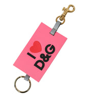 Load image into Gallery viewer, Dolce &amp; Gabbana Pink Silicone DG Logo Gold Brass Keychain
