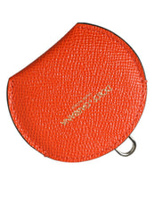 Load image into Gallery viewer, Dolce &amp; Gabbana Orange Calfskin Leather Round Logo Hand Mirror Holder
