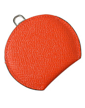 Load image into Gallery viewer, Dolce &amp; Gabbana Orange Calfskin Leather Round Logo Hand Mirror Holder
