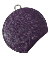 Load image into Gallery viewer, Dolce &amp; Gabbana Purple Calfskin Leather Round Logo Hand Mirror Holder
