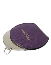 Load image into Gallery viewer, Dolce &amp; Gabbana Purple Calfskin Leather Round Logo Hand Mirror Holder
