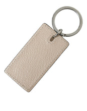 Load image into Gallery viewer, Dolce &amp; Gabbana Beige Calf Leather DG Logo Silver Brass Keyring Keychain
