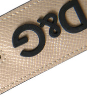 Load image into Gallery viewer, Dolce &amp; Gabbana Beige Calf Leather DG Logo Silver Brass Keyring Keychain
