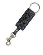 Load image into Gallery viewer, Dolce &amp; Gabbana Black Calf Leather DG Logo Silver Brass Keyring Keychain
