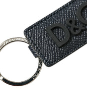 Load image into Gallery viewer, Dolce &amp; Gabbana Black Calf Leather DG Logo Silver Brass Keyring Keychain
