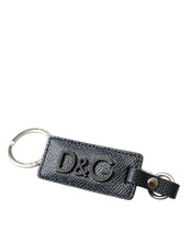 Load image into Gallery viewer, Dolce &amp; Gabbana Black Calf Leather DG Logo Silver Brass Keyring Keychain
