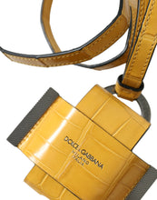 Load image into Gallery viewer, Dolce &amp; Gabbana Yellow Crocodile Leather Logo Print Lanyard Keychain
