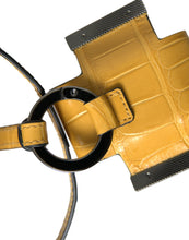 Load image into Gallery viewer, Dolce &amp; Gabbana Yellow Crocodile Leather Logo Print Lanyard Keychain
