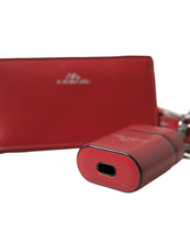 Load image into Gallery viewer, Dolce &amp; Gabbana Red Leather Silver Metal Logo Strap Pouch Airpods Case
